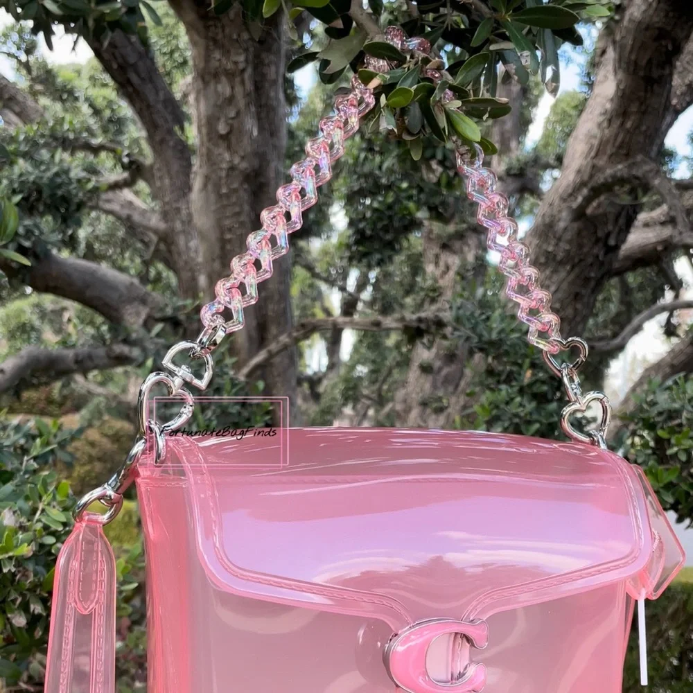 TikTok Famous PINK PEACH Jelly TRIPLE HEARTS Resin Bag Strap Novelty Bag Chain_10